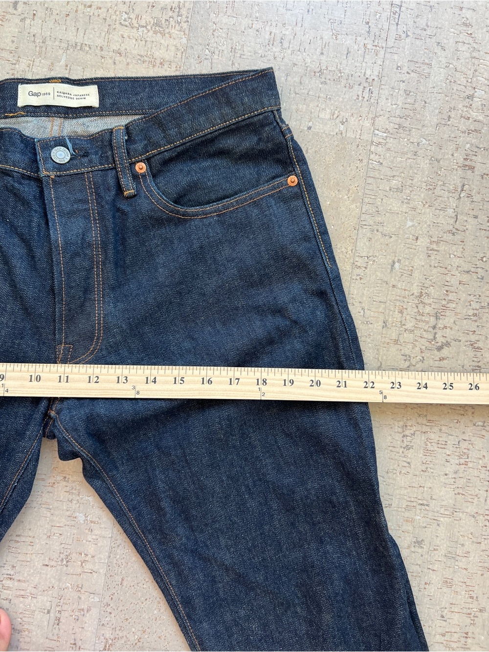 Gap 1969 Kaihara Japanese Selvedge Denim Jeans Straight 32x30 Dark Wash - Picture 9 of 14